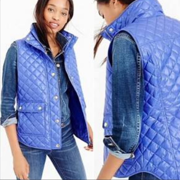 J Crew Navy Patent Down Filled vest, XS - Picture 2 of 8